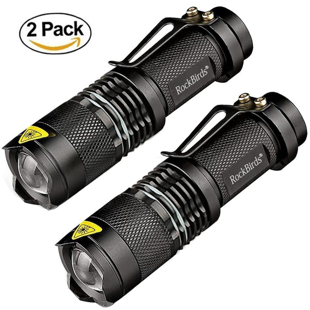 Rockbirds LED Flashlight, A100 Mini Super Bright 3 Mode Tactical Flashlight, Best Tools for Hiking, Hunting, Fishing and Camping (2 Pack)