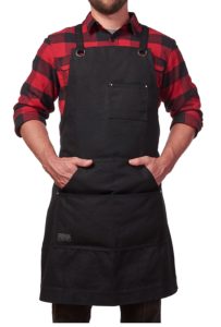 Hudson Durable Goods - Heavy Duty Waxed Canvas Work Apron with Tool Pockets (Black), Cross-Back Straps & Adjustable up to XXL for Men & Women