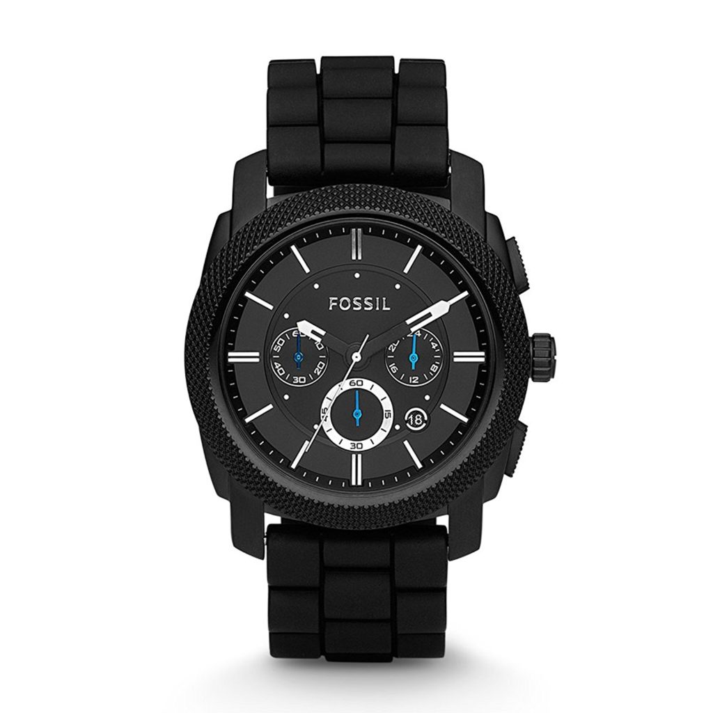 Fossil Men's FS4487 Machine Chronograph Black Stainless Steel Watch with Silicone Band