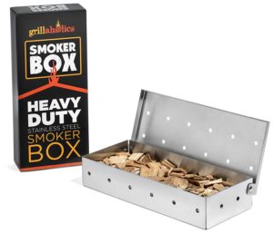 Grillaholics Smoker Box, #1 Meat Smokers Box in Barbecue Grilling Accessories, Add Smokey BBQ Flavor on Gas Grill or Charcoal Grills with This Stainless Steel Wood Chip Smoker Box