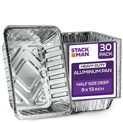 9x13 Disposable Aluminum Foil Pans [30 Pack] Large Baking Pan Trays - Heavy Duty Tin Tray - Half Size Chafing Dishes. Food Containers for Roasting, Cooking, Heating or Steam Table