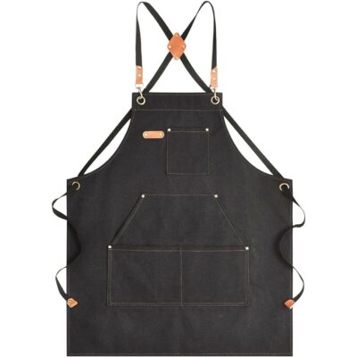 Aoomzoon Canvas Aprons for Men Chef Apron, Work Apron with Large Pockets - Durable 16oz Heavy Duty Cross Back, BBQ, Cooking