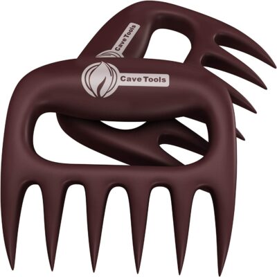 Cave Tools Meat Claws for Shredding Pulled Pork, Chicken, Turkey, and Beef- Handling & Carving Food - Barbecue Grill Accessories for Smoker, or Slow Cooker - Merlot