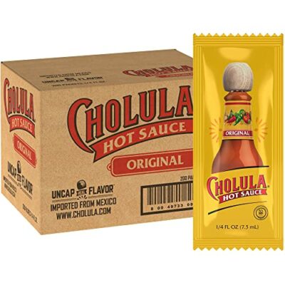 Cholula Original Hot Sauce Packets, 200 count - One 200 Count Individual Hot Sauce Packets with Mexican Peppers and Signature Spice Blend, Perfect for Tacos, Eggs, Wings, Chicken, Takeout and More 