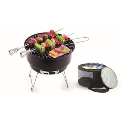 Ozark Trail 10" Portable Camping Charcoal Grill with Cooler Bag, Black