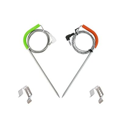 Replacement Meat Probe for Traeger Pellet Grill, 3.5mm Plug, Compatible with Traeger Grills, 2 Pack Temperature Meat Probe with Stainless Steel BBQ Probe Clip
