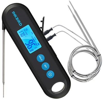 328ft Bluetooth Instant Read Meat Thermometer with Two External Probes, Inkbird 3 in1 Rechargeable Digital Cooking Food BBQ Grill Thermometer with Temperature Alarms,Timer for Grilling,Smoking