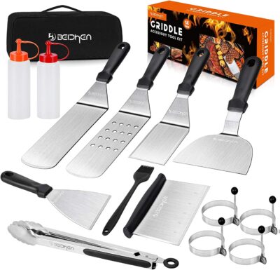 Beichen Griddle Accessories Kit, 14 Pcs Stainless Steel Griddle Grill Tools Set Blackstone and Camp Chef, Professional Grill Spatula Set