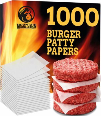 MOUNTAIN GRILLERS Non Stick Waxed Hamburger Patty Papers - 1000 Squares - Perfect for BBQ, Burgers & Food Prep - Easy To Separate Even When Kept In Fridge or Freezer - Ideal for Burger Press