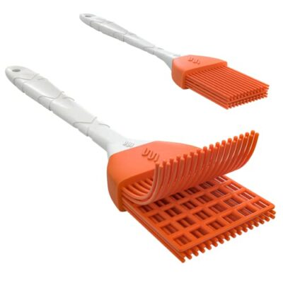 M KITCHEN WORLD Silicone Pastry Brush for Cooking 2 Pieces - Rubber Basting Brush with Grid, Kitchen Brushes Utensils for Food Sauce Butter Oil BBQ Spreading 