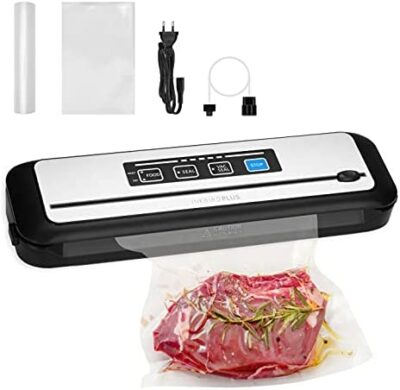 Inkbird Vacuum Sealer Machine with Starter Kit, Automatic PowerVac Air Sealing Machine for Food Preservation, Dry & Moist Sealing Modes,Built-in Cutter,Easy Cleaning Storage (Vacuum Sealer)