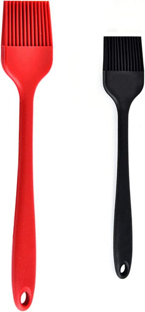 JIANYI Silicone Basting Brush, Food Grade Spread Oil Butter Sauce Marinades for BBQ Grill Baste Pastries Cakes Meat Sausages Desserts and Kitchen Baking, Cooking (Black+Red)