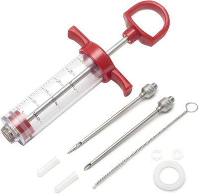 Ofargo Meat Injector Syringe, Meat Injectors for Smoking and BBQ with 2 Marinade Injector Needles; Injector Marinades for Meats, Turkey, Beef; 1-oz; User Manual Included
