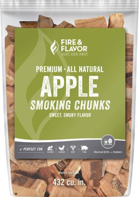 Fire & Flavor Premium All Natural Smoking Wood Chunks, 4 Pounds, Apple, Sweet & Fruity 
