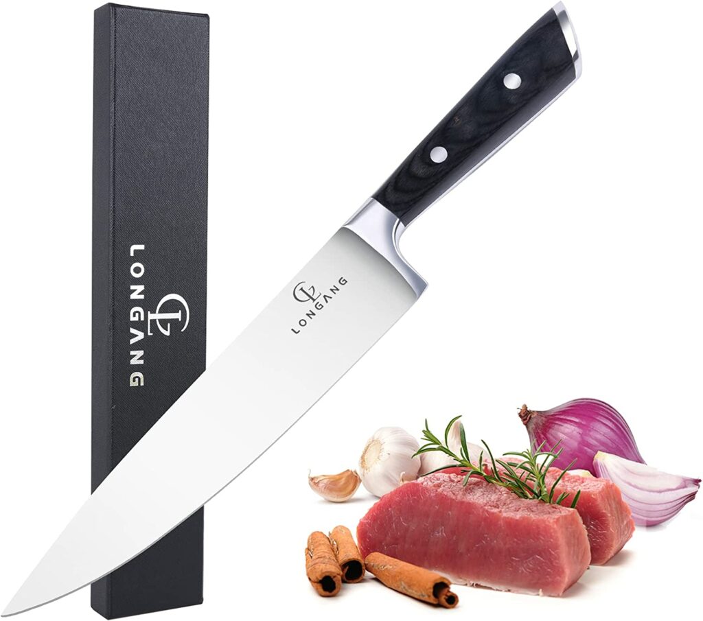 Longang 8 Inch Chef Knife Kitchen Utility Knife, German High Carbon Stainless Steel Professional Meat Knife with Gift Box for Family & Restaurant 