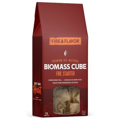 Fire & Flavor Biomass Fire Starter Cubes for Grilling, Odorless, Tasteless, and Chemical-Free, 72 Pieces