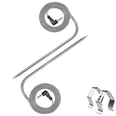 Replacement Meat Probe for Pit Boss Pellet Grills and Pellet Smokers. 3.5mm Plug Compatible with Pit Boss Accessories Meat Probe. 2 Packs Meat Probes and 2 Packs Grill Clips