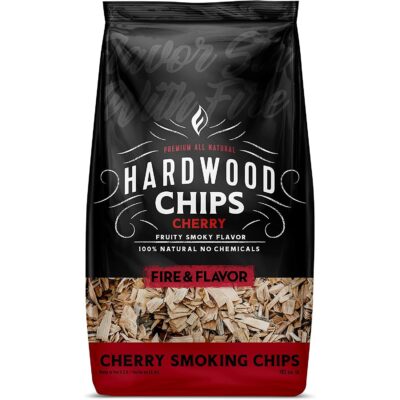 Fire & Flavor Premium All Natural Wood Chips for Smoker - Wood Chips for Smoking - Smoker Wood Chips - Smoker Accessories Gifts for Men and Women - Cherry - 2lbs
