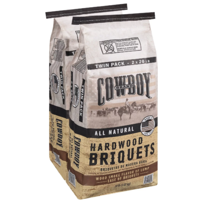 Cowboy Hardwood Charcoal Briquets, 20 Pounds Each (Pack of 2)