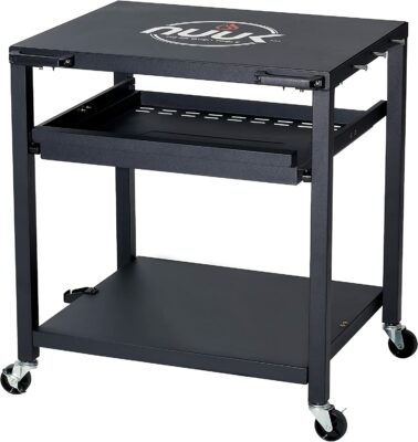 NUUK Three-Shelf Heavy Duty Rolling Outdoor Pizza Oven Table, 24" x 30" Steel Commercial Multifunctional Food Prep Worktable with Drawer on Wheels