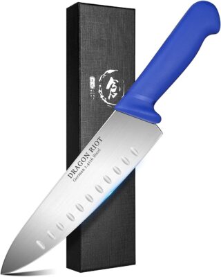 DRAGON RIOT Premium Chef Knife 8 Inch - Sharp Kitchen Knives German Stainless Cooking Knife with Ergonomic Fibre Handle, Useful Kitchen Gadgets