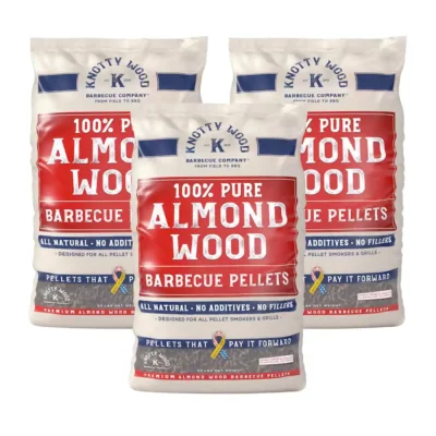 100% Pure Almond Wood BBQ Smoker Pellets (3-Pack)