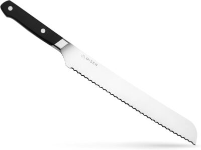 Misen Serrated Bread Knife - 9.5 Inch Bread Cutter - High Carbon Stainless Steel Serrated Kitchen Knives, Black