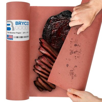 Pink Butcher Paper Roll - 24 Inch by 175 Foot Roll of Food Grade Peach Butcher Paper for Smoking Meat - Unbleached, Unwaxed and Uncoated Kraft Paper Roll - Made in the USA