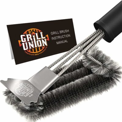 BBQ Grill Brush&Scraper for Outdoor Grill 18" Stainless Steel Grill Cleaning Brush Grill Grate Cleaner Safe Grill Accessories for Weber Gas, Charcoal, Smoker, Cast Iron,Infrared-Gifts for Men