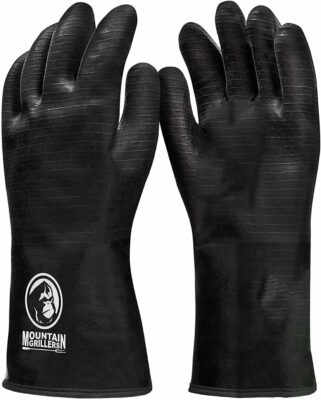 Mountain Grillers Extreme Heat Resistant Gloves for Grill BBQ High Temperature Fire Pit Gloves Barbecue Cooking, Smoker, Oven, Fryer, Grilling Waterproof, Fireproof Oil Resistant Neoprene Coating 14in 