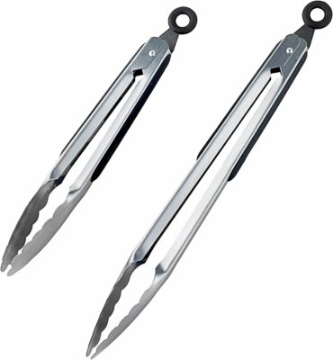 DRAGONN Premium Set of 12-inch and 9-inch Stainless-Steel Locking Kitchen Tongs, Set of 2 - Sturdy, Heavy Duty Tong Set - Great for Cooking, Grilling, and Barbecue, BBQ, Silver, DN-KW-TG2S