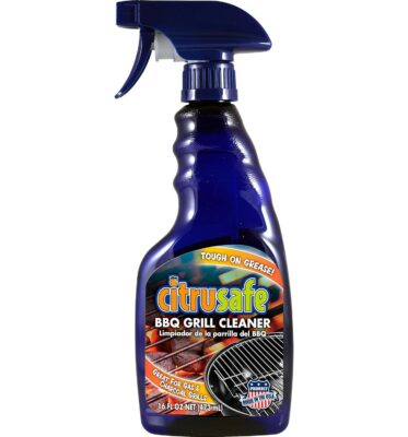 CitruSafe Grill and Grate Cleaner Spray (16 Oz) - Heavy Duty Spray Safely Cleans Burnt Food and Grease from BBQ - Great for Degreasing and Cleaning Grates, Racks, Pellet, Ovens and Electric Smokers 